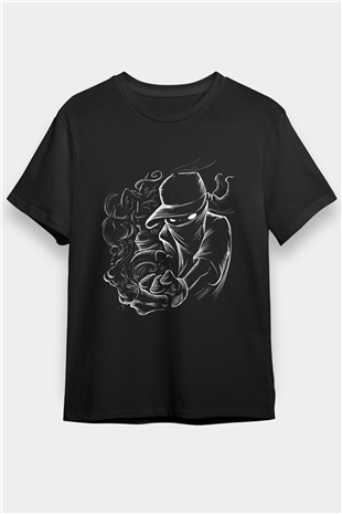 Grafiti Sanatçısı Baskılı Unisex Siyah Tişört