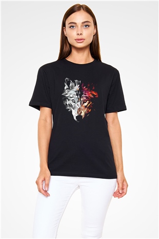Kurt Baskılı Unisex Siyah Tişört