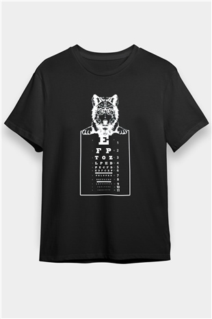 Göz Doktoru Kurt Baskılı Unisex Siyah Tişört