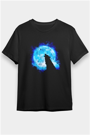 Kurt Baskılı Unisex Siyah Tişört