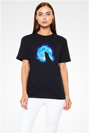 Kurt Baskılı Unisex Siyah Tişört