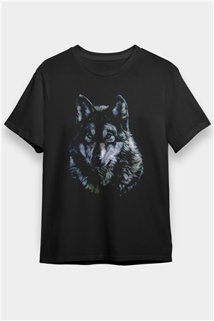 Kurt Baskılı Unisex Siyah Tişört
