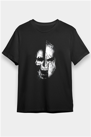 Kurukafa Baskılı Unisex Siyah Tişört