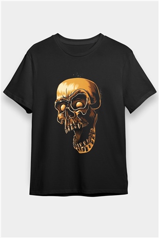 Vampir Kurukafa Baskılı Unisex Siyah Tişört