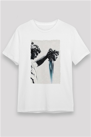 Heykel Baskılı Unisex Siyah Tişört