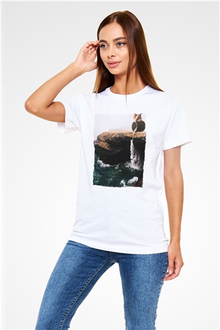 Doğa Manipülasyon Baskılı Unisex Beyaz Tİşört