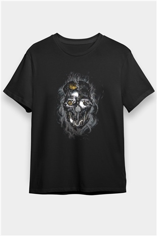 Kurukafa Baskılı Unisex Siyah Tişört