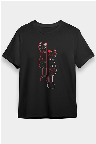 Kaws Baskılı Unisex Siyah Tİşört