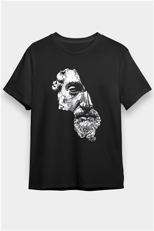 Marcus Aurelius Baskılı Unisex Siyah Tişört