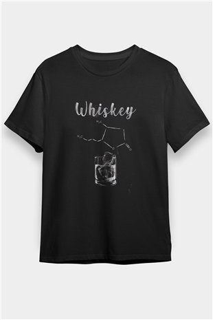Whiskey Baskılı Unisex Siyah Tişört