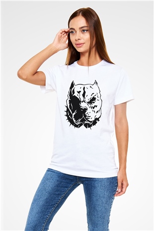 Pitbull Baskılı Unisex Beyaz Tişört