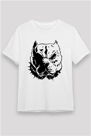Pitbull Baskılı Unisex Beyaz Tişört