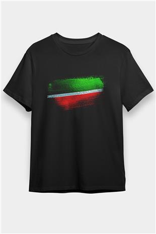 Tataristan - Tatarstan Bayrağı Baskılı Unisex Siyah Tişört