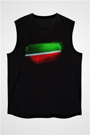 Tataristan - Tatarstan Bayrağı Baskılı Unisex Siyah Kolsuz Tişört