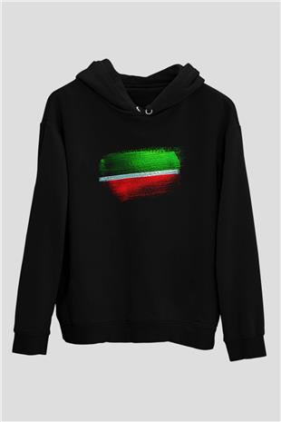 Tataristan - Tatarstan Bayrağı Baskılı Unisex Siyah Kapüşonlu Sweatshirt