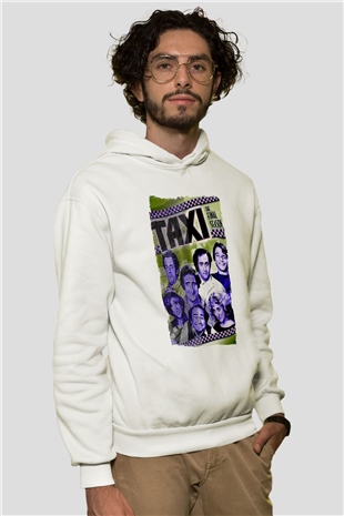 Taxi Beyaz Unisex Hoodie