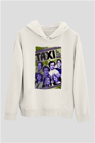 Taxi Beyaz Unisex Hoodie