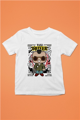 Taxi Driver Baskılı Unisex Beyaz Çocuk Tişört