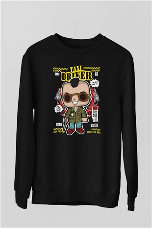 Taxi Driver Baskılı Unisex Siyah Sweatshirt