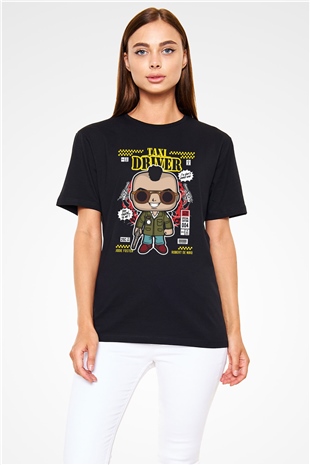 Taxi Driver Baskılı Unisex Siyah Tişört
