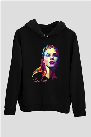 Taylor Swift Baskılı Baskılı Unisex Siyah Hoodie
