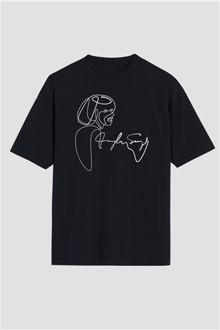Taylor Swift Baskılı Baskılı Unisex Siyah Oversize Tişört - Tshirt