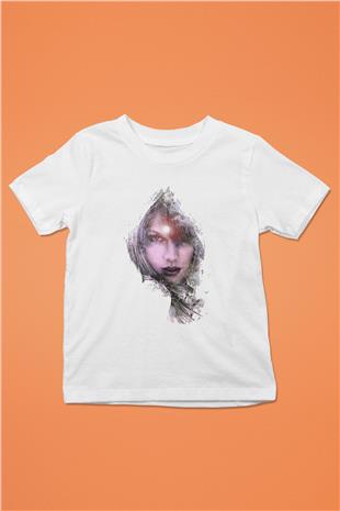 Taylor Swift Baskılı Beyaz Unisex Beyaz Çocuk Tişört - Tshirt