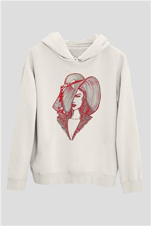 Taylor Swift Baskılı Beyaz Unisex Kapüşonlu Sweatshirt
