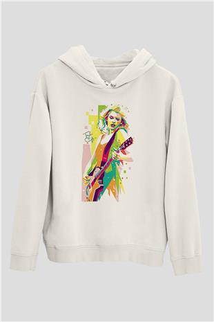 Taylor Swift Baskılı Beyaz Unisex Kapüşonlu Sweatshirt