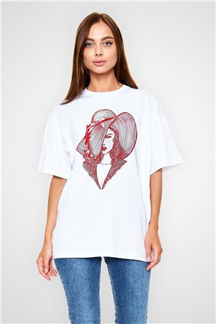 Taylor Swift Baskılı Beyaz Unisex Oversize Tişört - Tshirt
