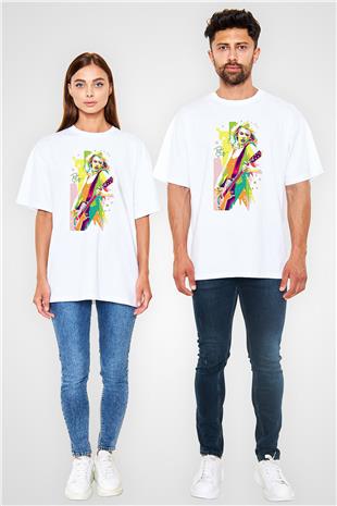 Taylor Swift Baskılı Beyaz Unisex Oversize Tişört - Tshirt