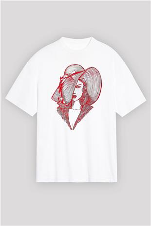 Taylor Swift Baskılı Beyaz Unisex Oversize Tişört - Tshirt