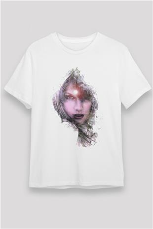 Taylor Swift Baskılı Unisex Beyaz Tişört - Tshirt