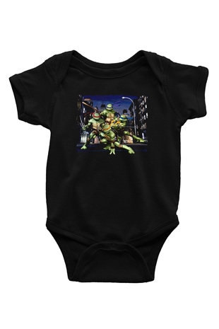 Teenage Mutant Ninja Turtles Ninja Kaplumbağalar Siyah Bebek Body - Zıbın
