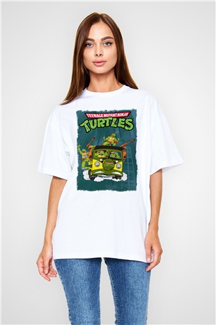 Teenage Mutant Ninja Turtles Ninja Kaplumbağalar Beyaz Oversize Tişört Oversize T-shirt