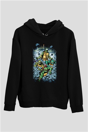Teenage Mutant Ninja Turtles Ninja Kaplumbağalar Siyah Unisex Kapüşonlu Sweatshirt