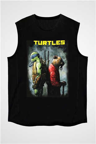 Teenage Mutant Ninja Turtles Ninja Kaplumbağalar Siyah Unisex Kolsuz Tişört