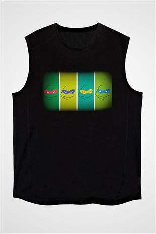 Teenage Mutant Ninja Turtles Ninja Kaplumbağalar Siyah Unisex Kolsuz Tişört