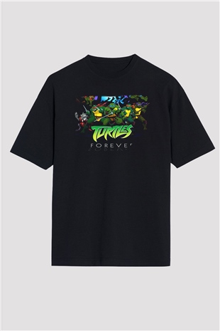 Teenage Mutant Ninja Turtles Ninja Kaplumbağalar Siyah Unisex Oversize Tişört
