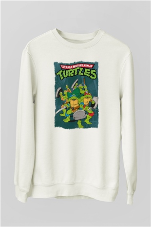 Teenage Mutant Ninja Turtles Ninja Kaplumbağalar Beyaz Unisex Sweatshirt