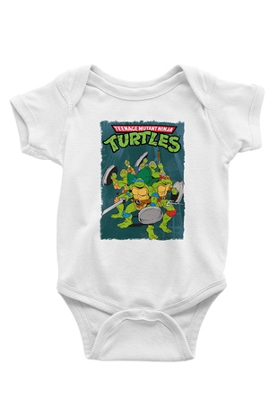 Teenage Mutant Ninja Turtles Ninja Kaplumbağalar Beyaz Bebek Body - Zıbın