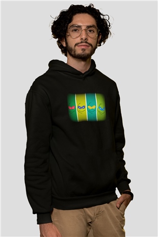 Teenage Mutant Ninja Turtles Ninja Kaplumbağalar Siyah Unisex Kapüşonlu Sweatshirt