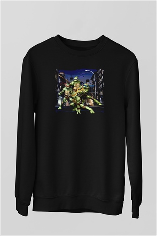 Teenage Mutant Ninja Turtles Ninja Kaplumbağalar Siyah Unisex  Sweatshirt
