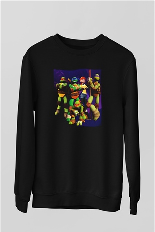 Teenage Mutant Ninja Turtles Ninja Kaplumbağalar Siyah Unisex Sweatshirt
