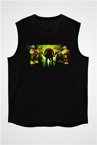Teenage Mutant Ninja Turtles Ninja Kaplumbağalar Siyah Unisex  Kolsuz Tişört