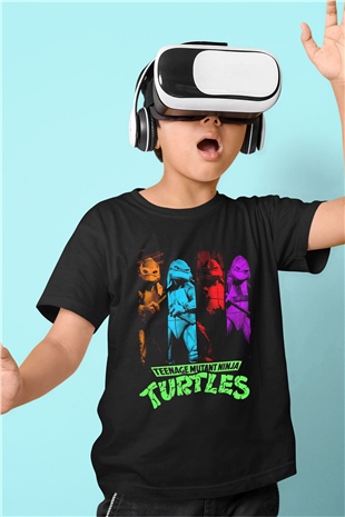 Teenage Mutant Ninja Turtles Ninja Kaplumbağalar Siyah Unisex  Çocuk Tişört
