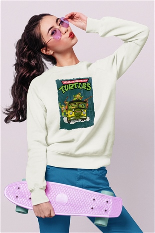 Teenage Mutant Ninja Turtles Ninja Kaplumbağalar Beyaz Unisex Sweatshirt