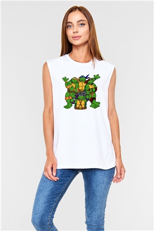 Teenage Mutant Ninja Turtles Ninja Kaplumbağalar Beyaz Unisex  Kolsuz Tişört