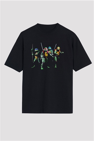 Teenage Mutant Ninja Turtles Ninja Kaplumbağalar Siyah Oversize Tişört