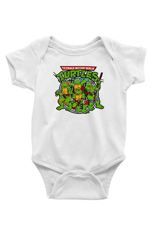 Teenage Mutant Ninja Turtles Ninja Kaplumbağalar Beyaz Bebek Body - Zıbın